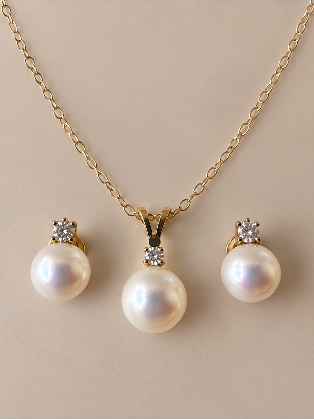 14K Gold Cultured Pearl Diamond Necklace Earrings Set Macy’s